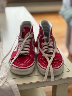 Vans High-Top Canvas Sneakers in Red